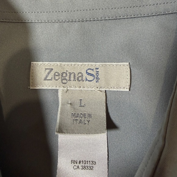Ermenegildo Zegna Sport Mens Italian Performance Button Down Shirt Gray SIze L - Picture 5 of 8